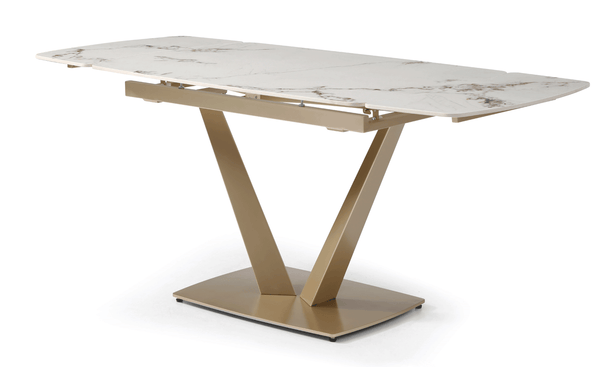 109 White/Gold Ceramic Extendable Dining Table