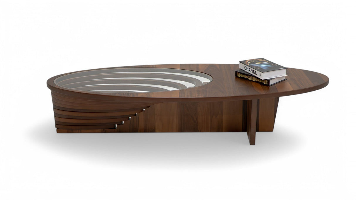 Ellipse Walnut Sculptural Coffee Table from Nova Furniture - Luna Furniture