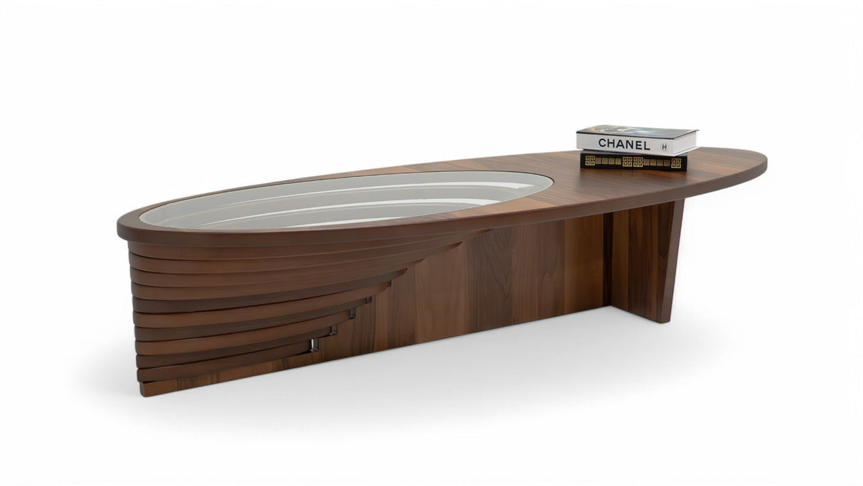 Ellipse Walnut Sculptural Coffee Table from Nova Furniture - Luna Furniture