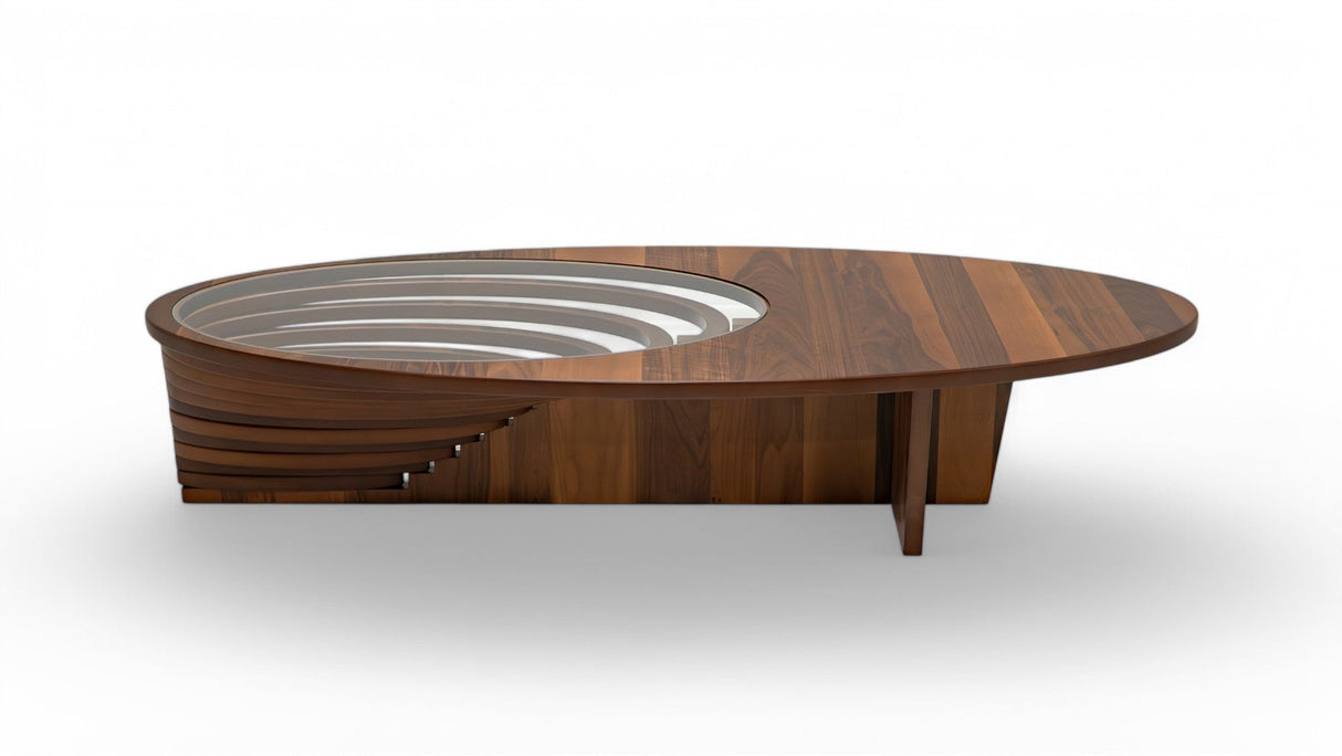 Ellipse Walnut Sculptural Coffee Table from Nova Furniture - Luna Furniture