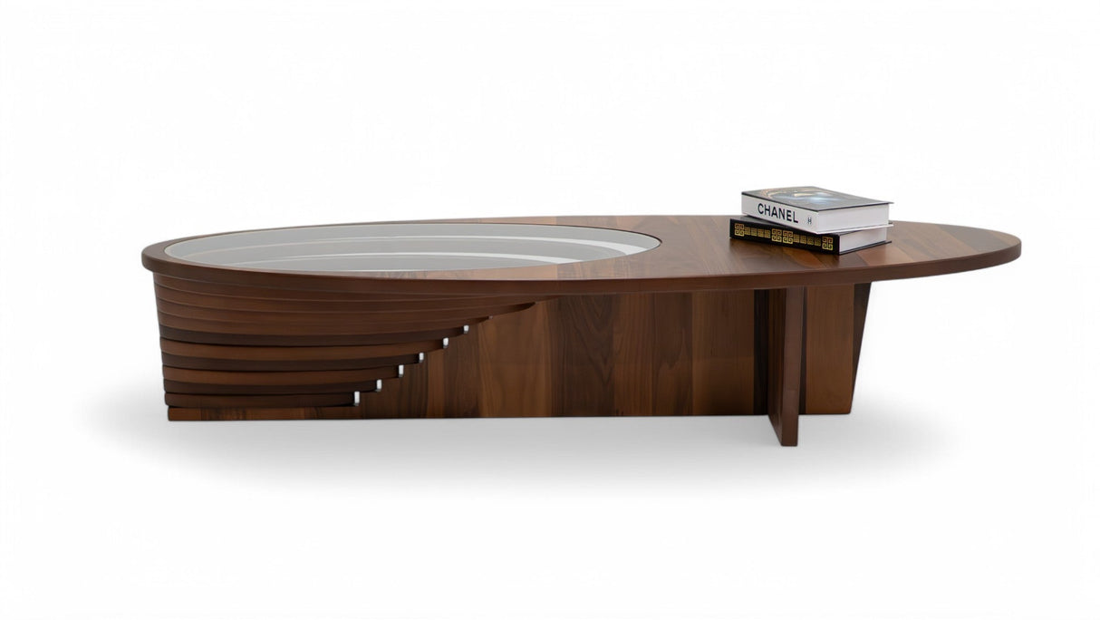 Ellipse Walnut Sculptural Coffee Table from Nova Furniture - Luna Furniture
