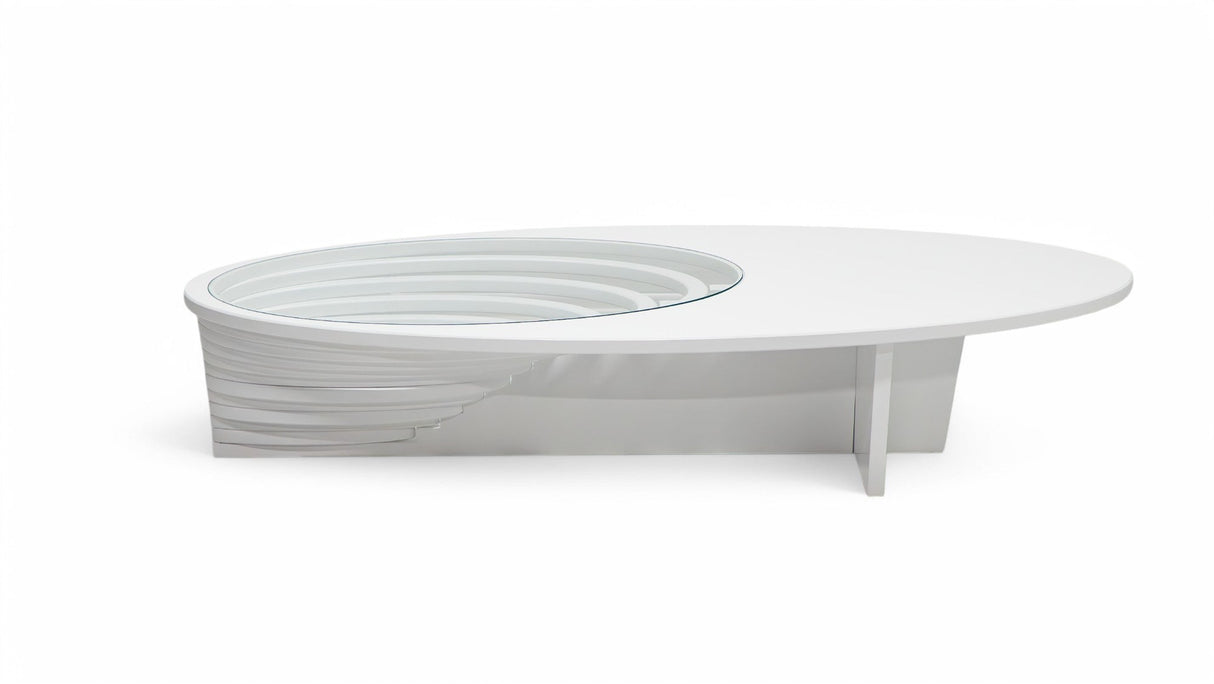 Ellipse White Sculptural Coffee Table from Nova Furniture - Luna Furniture