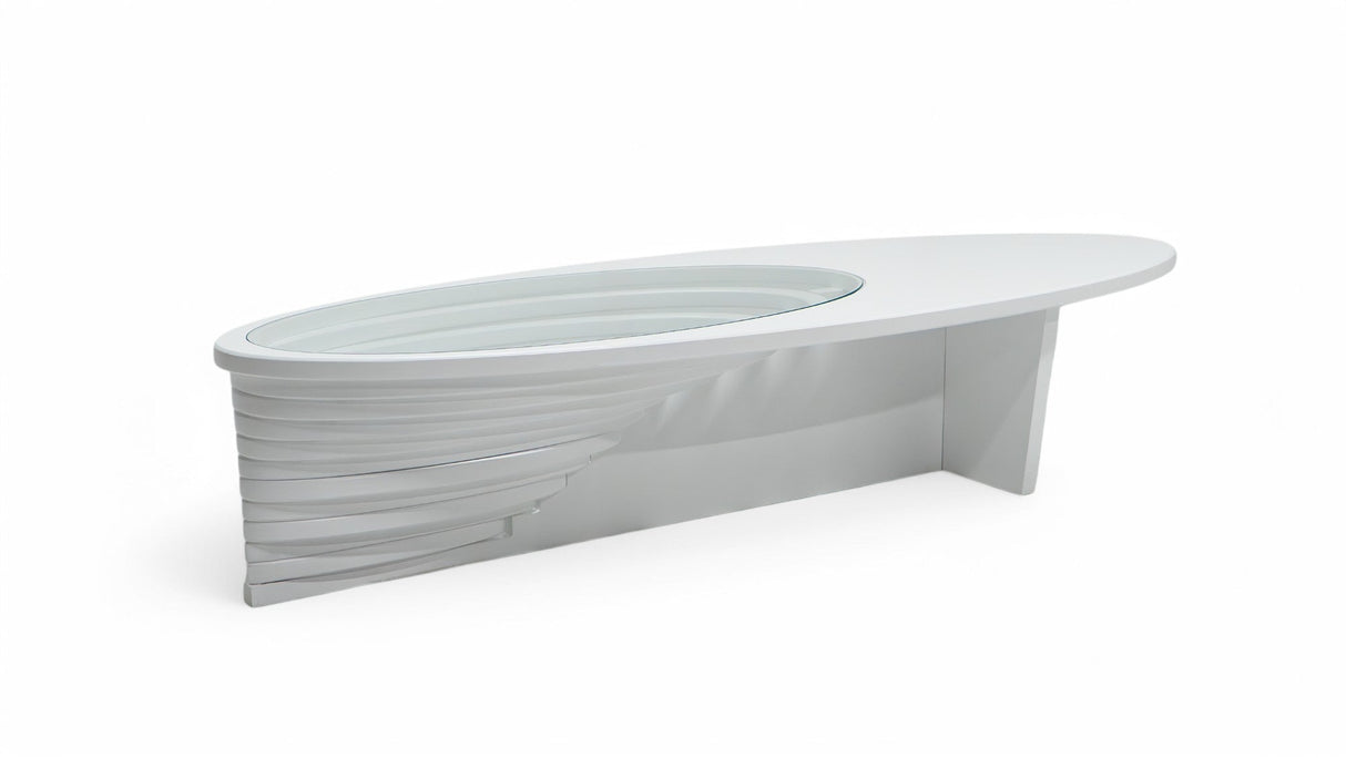Ellipse White Sculptural Coffee Table from Nova Furniture - Luna Furniture