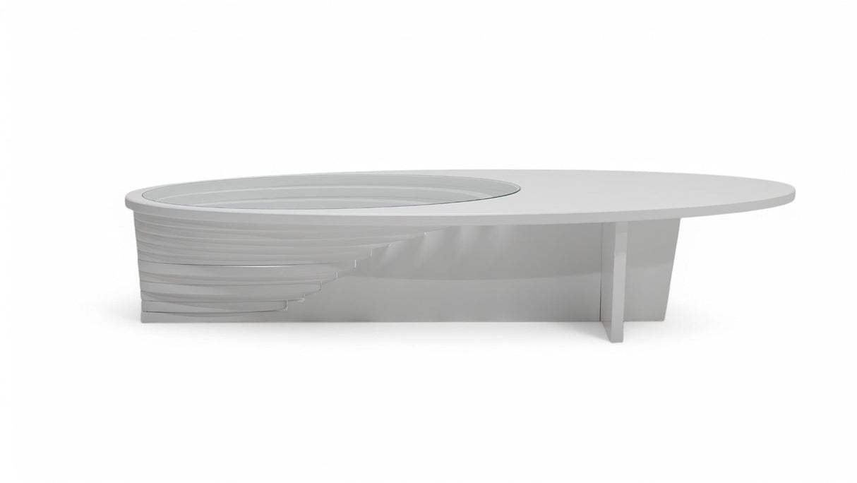 Ellipse White Sculptural Coffee Table from Nova Furniture - Luna Furniture
