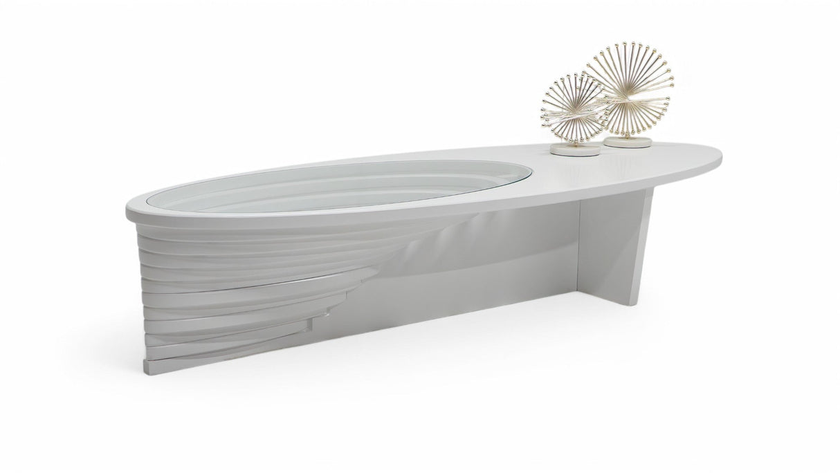 Ellipse White Sculptural Coffee Table from Nova Furniture - Luna Furniture
