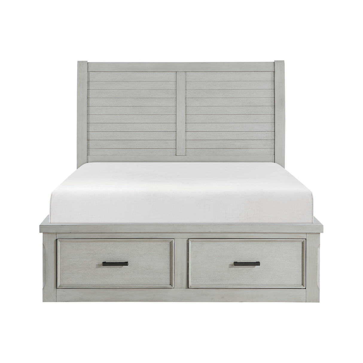 Willowbrook Light Gray Queen Platform Bed with Storage Footboard and Side Rails from Homelegance - Luna Furniture
