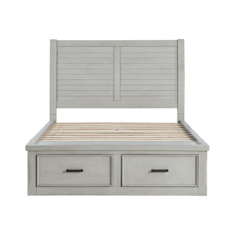Willowbrook Light Gray Queen Platform Bed with Storage Footboard and Side Rails from Homelegance - Luna Furniture