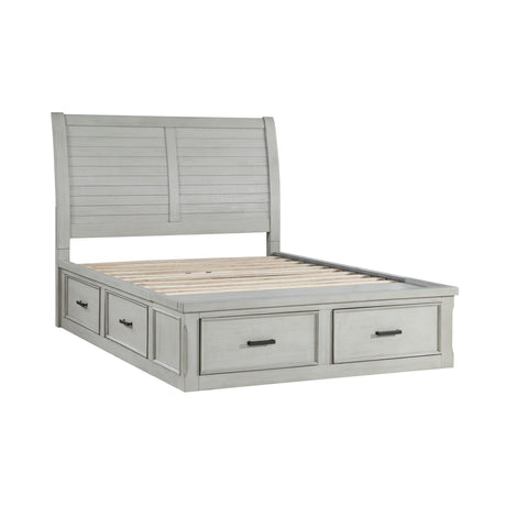 Willowbrook Light Gray Queen Platform Bed with Storage Footboard and Side Rails from Homelegance - Luna Furniture