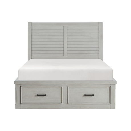 Lenior Gray Queen Platform Bed with Footboard Storage from Homelegance - Luna Furniture