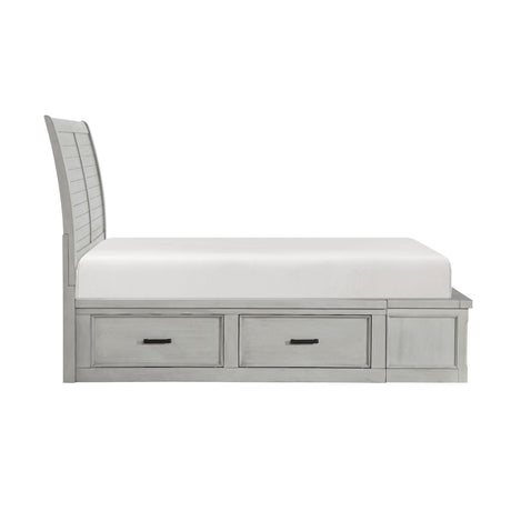Lenior Gray Queen Platform Bed with Footboard Storage from Homelegance - Luna Furniture