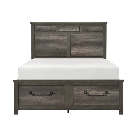Lenior Gray Queen Platform Bed with Footboard Storage from Homelegance - Luna Furniture