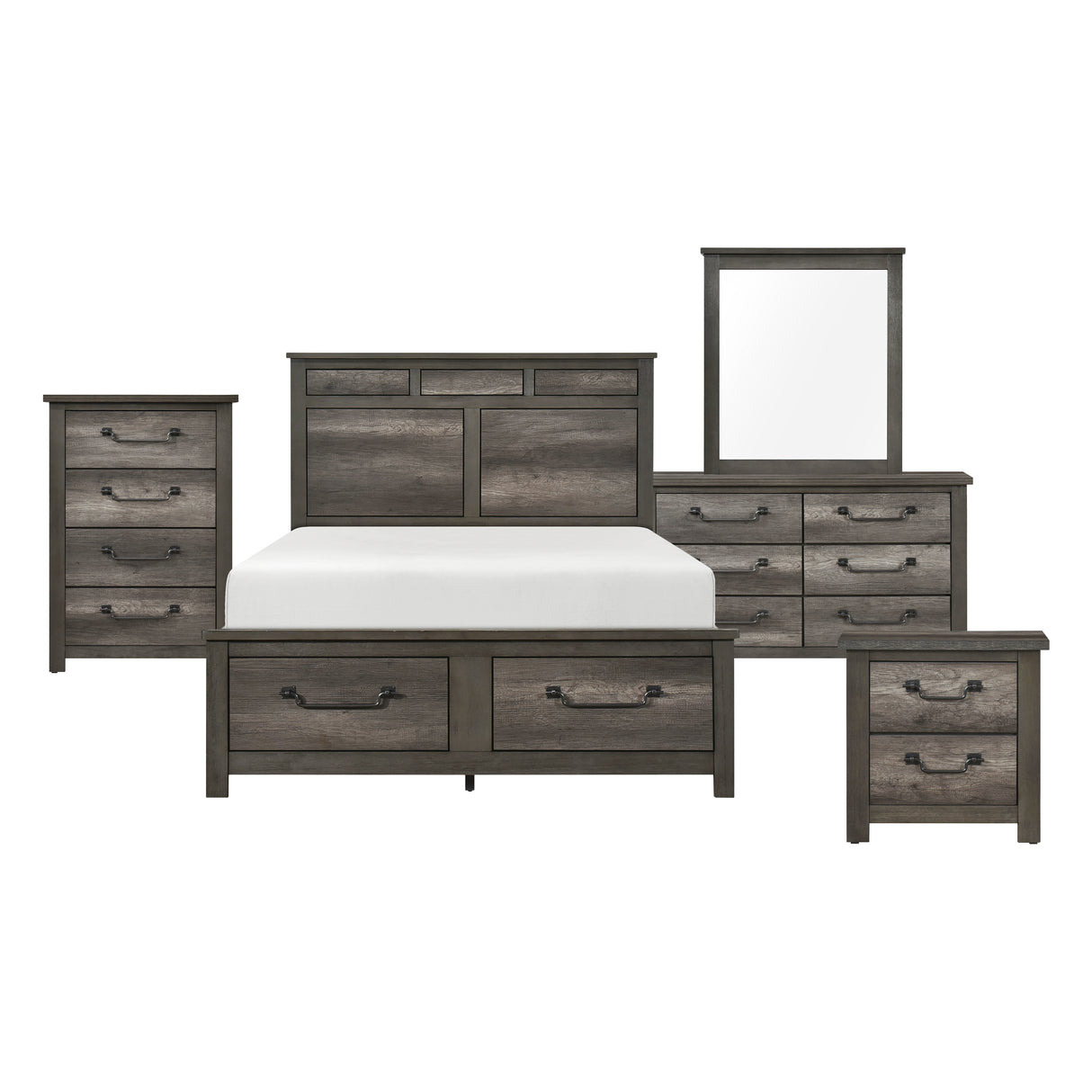 Lenior Gray 5pc Bedroom Set (QB+NS+DR+MR+CH) from Homelegance - Luna Furniture
