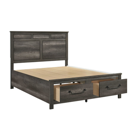 Lenior Gray Eastern King Platform Bed with Footboard Storage from Homelegance - Luna Furniture
