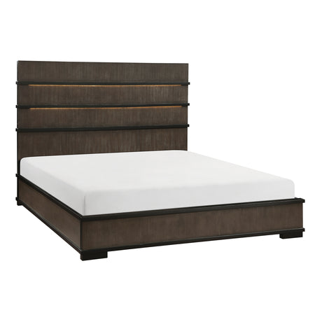 Acworth Brownish Gray Queen Panel Bed from Homelegance - Luna Furniture