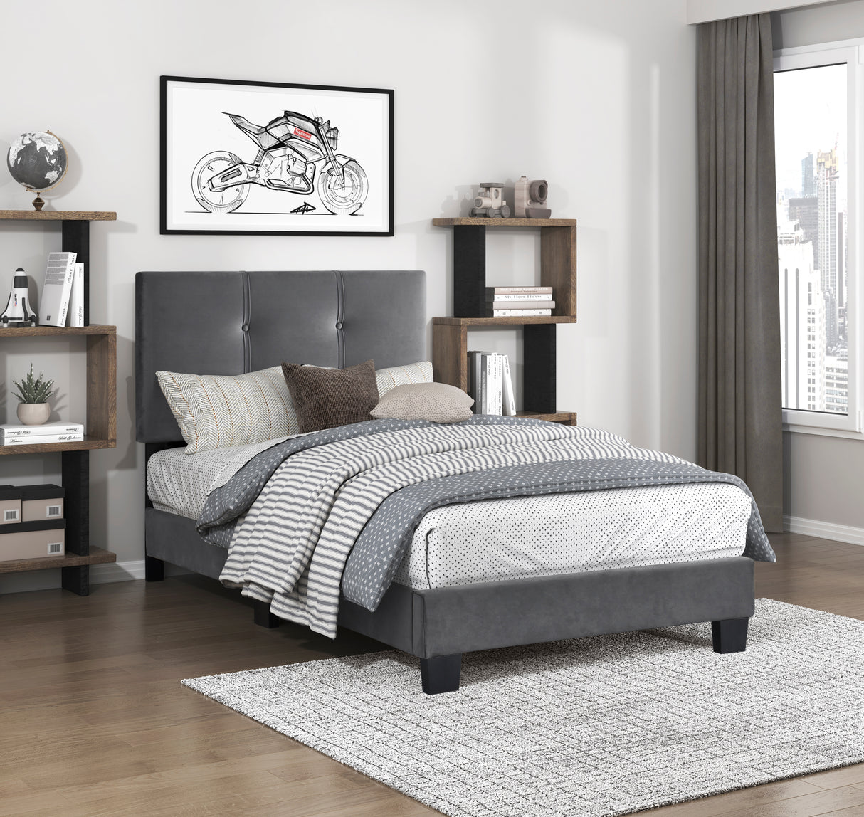 Newberry Dark Gray Full Platform Bed from Homelegance - Luna Furniture