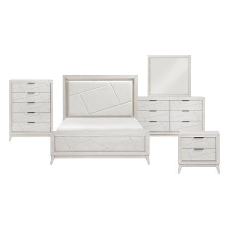 Asteria Antique White 5pc Set (QB+NS+DR+MR+CH) from Homelegance - Luna Furniture