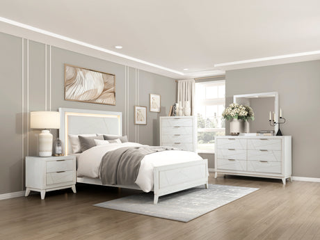 Asteria Antique White 5pc Set (QB+NS+DR+MR+CH) from Homelegance - Luna Furniture
