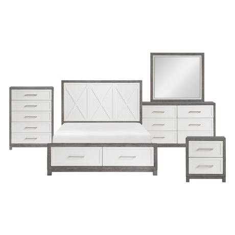 Rowan Ivory/Gray 5pc Set (QB+NS+DR+MR+CH) from Homelegance - Luna Furniture