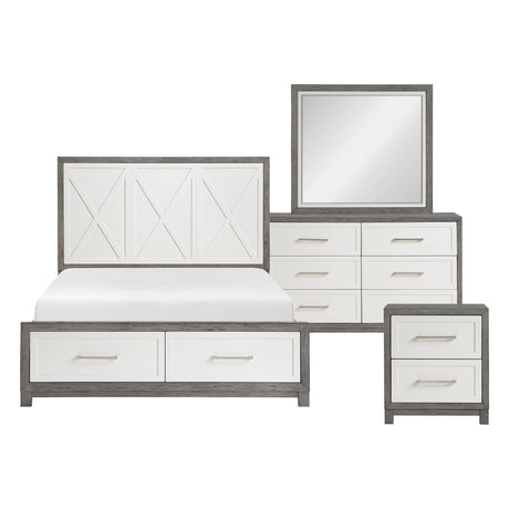 Rowan Ivory/Gray Queen Storage Platform Bed from Homelegance - Luna Furniture