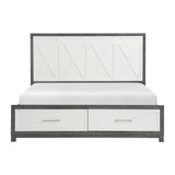 Rowan Ivory/Gray Full Platform Bed with Footboard Storage from Homelegance - Luna Furniture