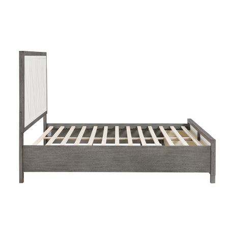 Rowan Ivory/Gray Full Platform Bed with Footboard Storage from Homelegance - Luna Furniture