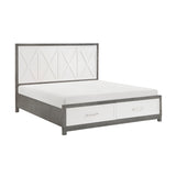 Rowan Ivory/Gray Full Platform Bed with Footboard Storage from Homelegance - Luna Furniture