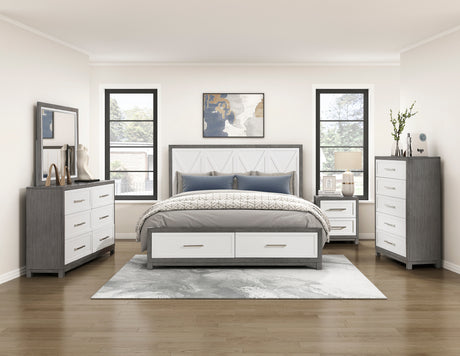 Rowan Ivory/Gray Full Platform Bed with Footboard Storage from Homelegance - Luna Furniture