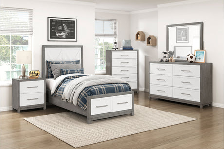 Rowan Ivory/Gray Youth Platform Bedroom Set with Footboard Storage from Homelegance - Luna Furniture