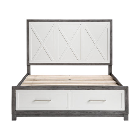 Rowan Ivory/Gray Youth Platform Bedroom Set with Footboard Storage from Homelegance - Luna Furniture