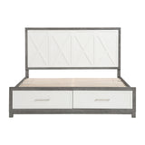 Rowan Ivory/Gray Eastern King Platform Bed with Footboard Storage from Homelegance - Luna Furniture