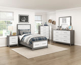 Rowan Ivory/Gray Twin Platform Bed with Footboard Storage from Homelegance - Luna Furniture