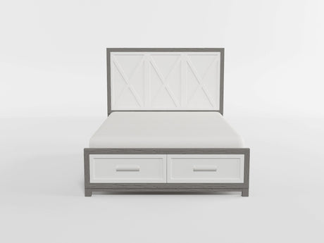 Rowan Ivory/Gray Twin Platform Bed with Footboard Storage from Homelegance - Luna Furniture