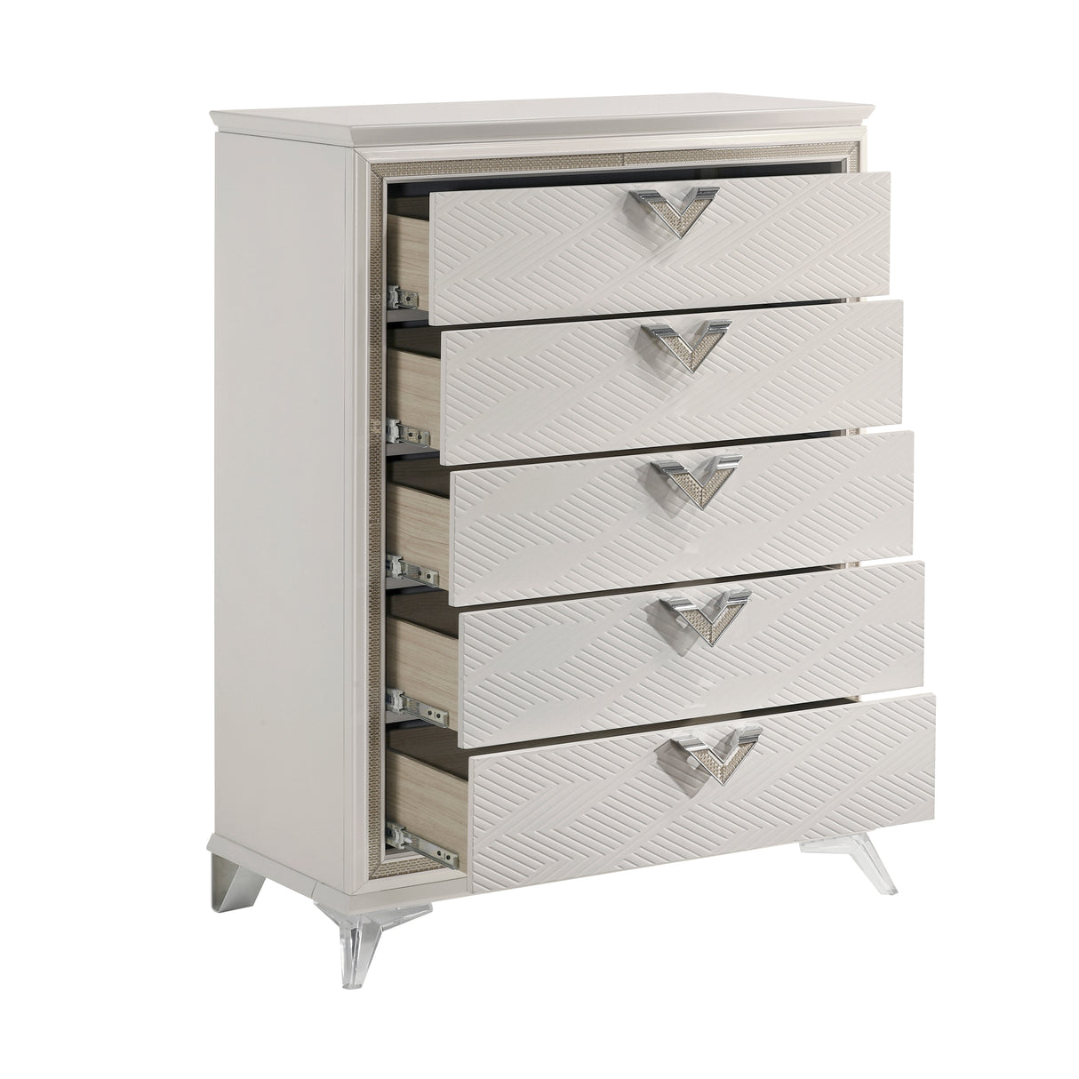 Audra White 5pc Set (QB+NS+DR+MR+CH) from Homelegance - Luna Furniture