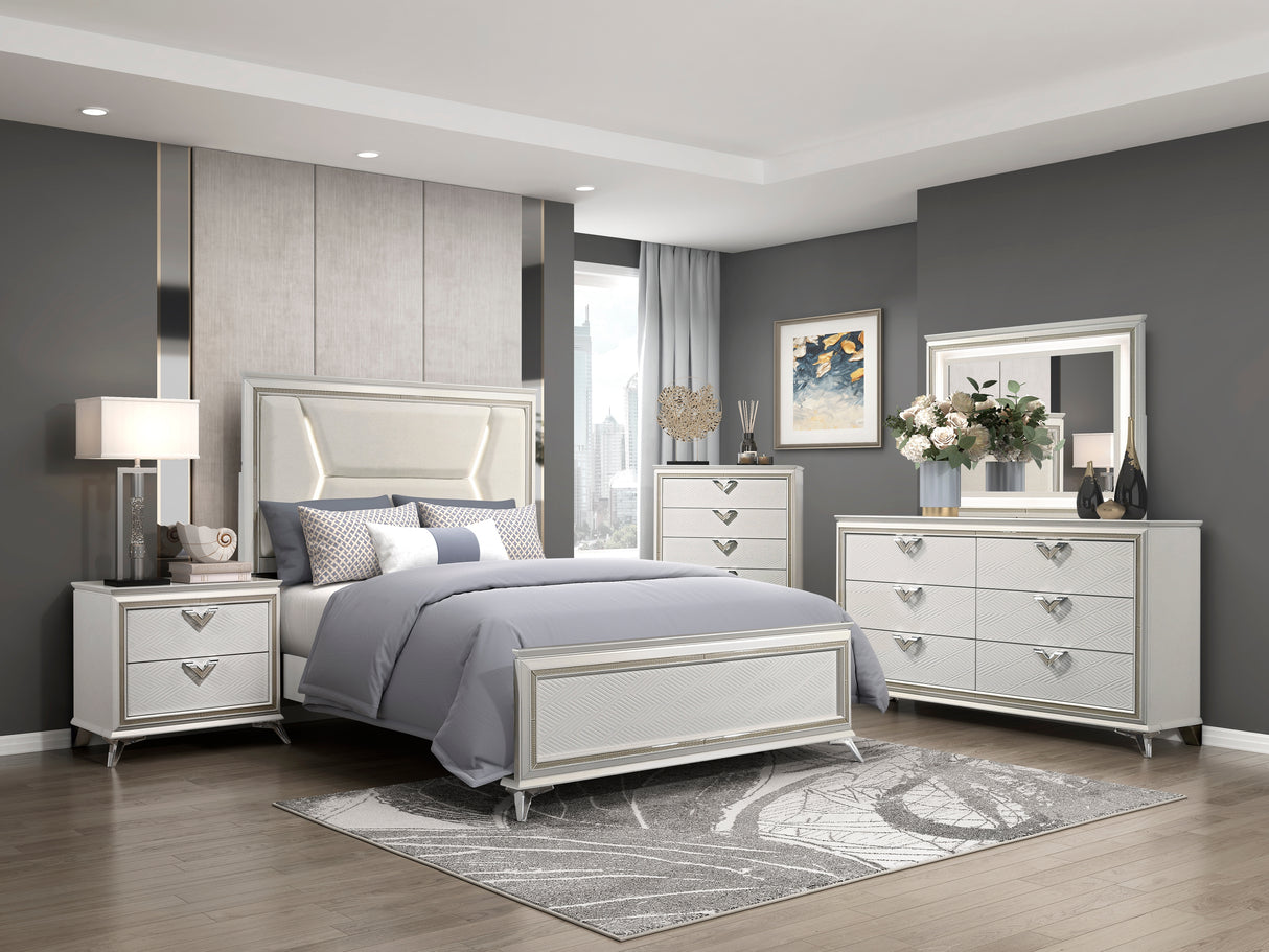 Audra White California King Panel Bed from Homelegance - Luna Furniture