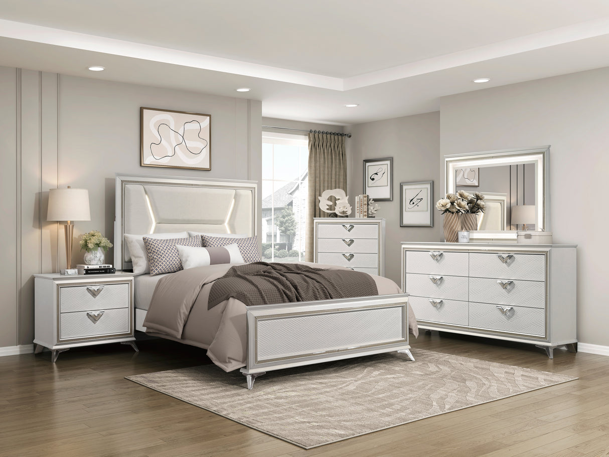 Audra White California King Panel Bed from Homelegance - Luna Furniture