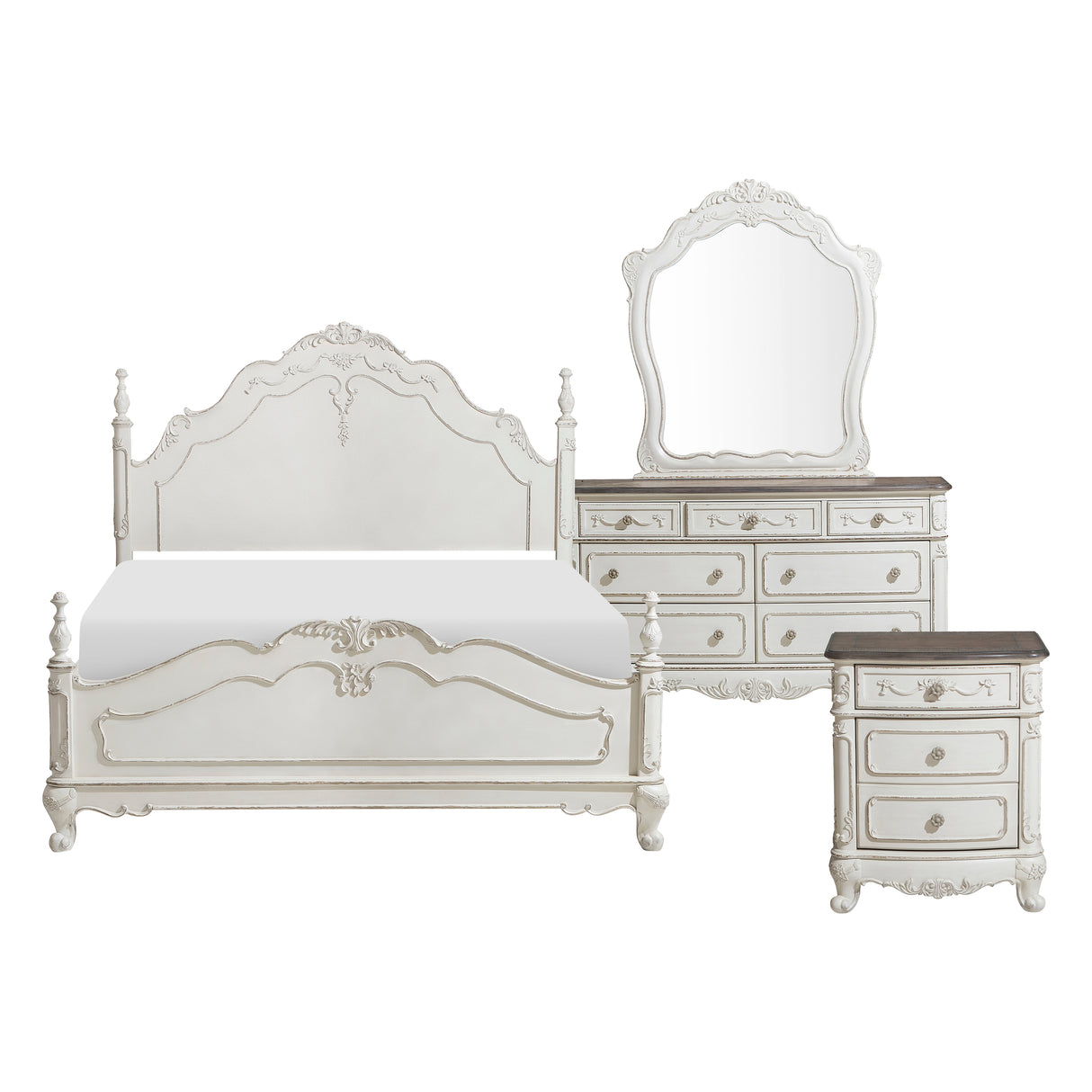 Cinderella Antique White Mirror (Mirror Only) from Homelegance - Luna Furniture