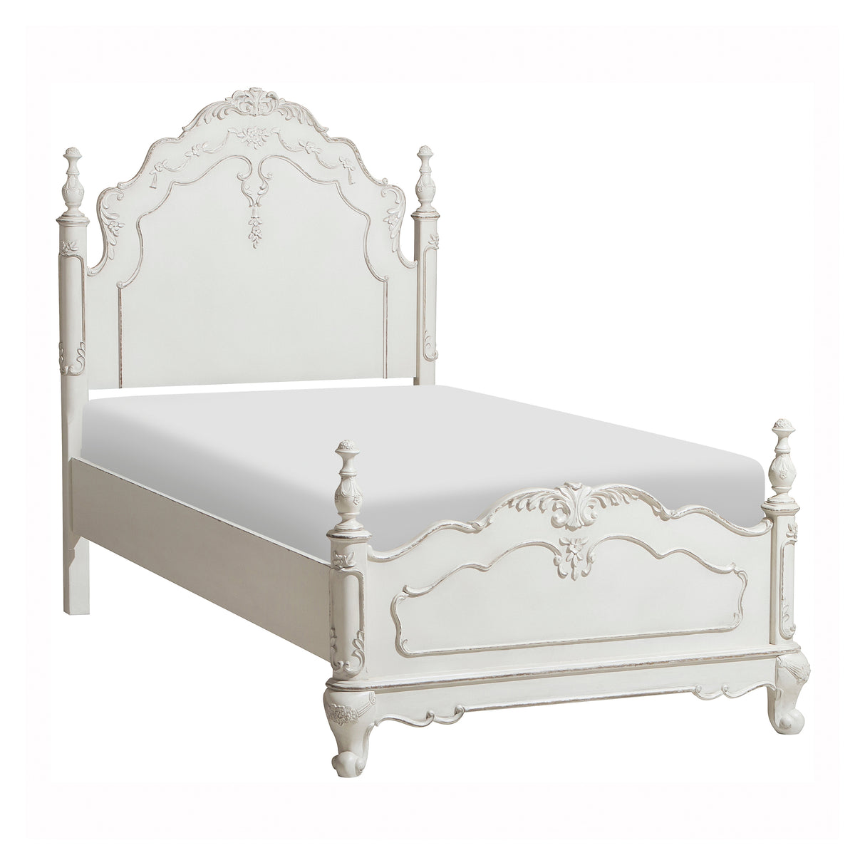 Cinderella Antique White Twin Poster Bed from Homelegance - Luna Furniture