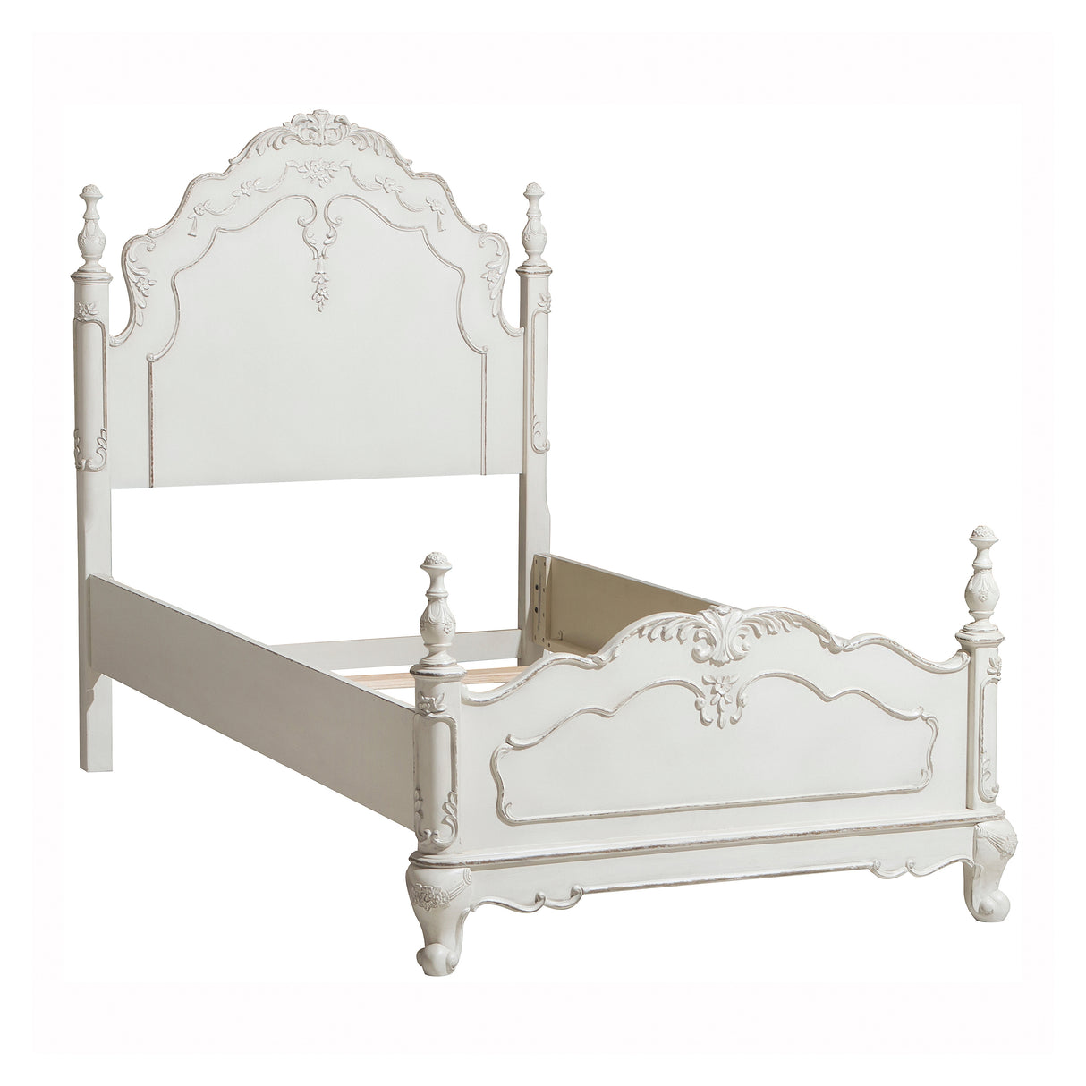 Cinderella Antique White Twin Poster Bed from Homelegance - Luna Furniture