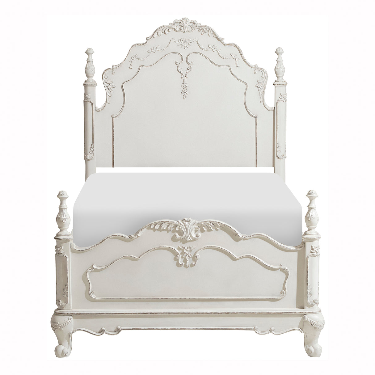 Cinderella Antique White Twin Poster Bed from Homelegance - Luna Furniture