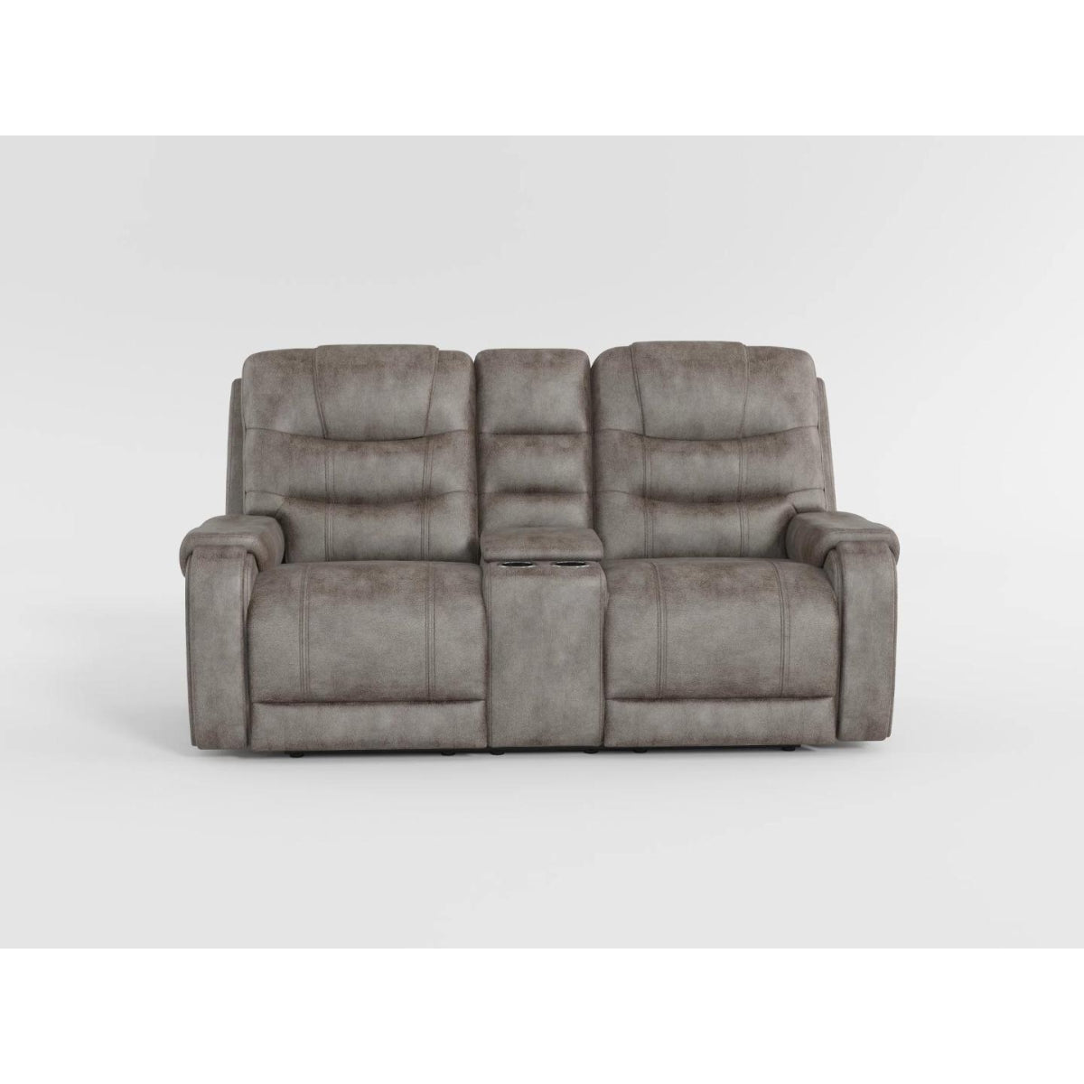 Oberon Dark Gray Double Reclining Loveseat with Center Console from Homelegance - Luna Furniture