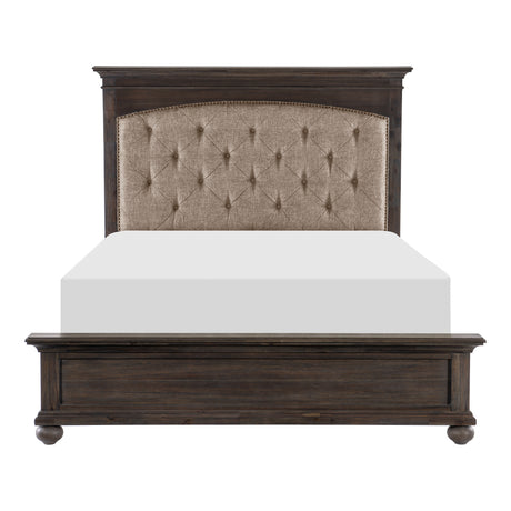 Herman Charcoal Brown 4-Piece Bedroom Set (Queen Bed, Nightstand, Dresser, Mirror) from Homelegance - Luna Furniture