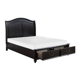 Herman Charcoal Brown Queen Platform Bed with Footboard Storage from Homelegance - Luna Furniture