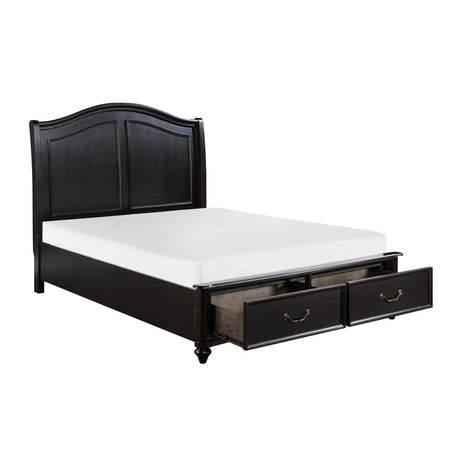 Herman Charcoal Brown Queen Platform Bed with Footboard Storage from Homelegance - Luna Furniture