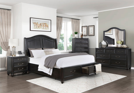 Herman Charcoal Brown Queen Platform Bed with Footboard Storage from Homelegance - Luna Furniture