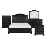 Herman Charcoal Brown 5-Piece Bedroom Set (Queen Bed, Nightstand, Dresser, Mirror, Chest) from Homelegance - Luna Furniture