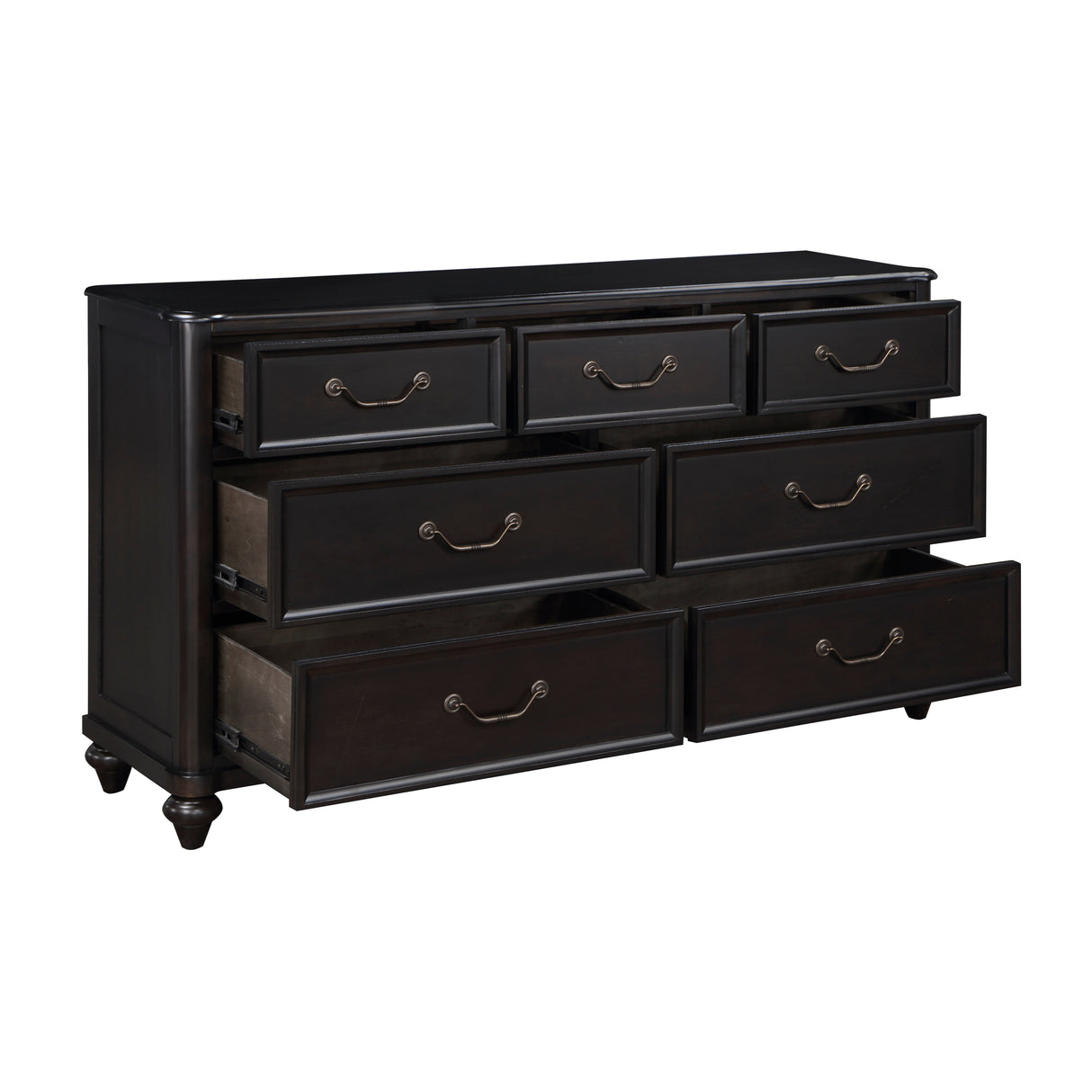 Herman Charcoal Brown 5-Piece Bedroom Set (Queen Bed, Nightstand, Dresser, Mirror, Chest) from Homelegance - Luna Furniture