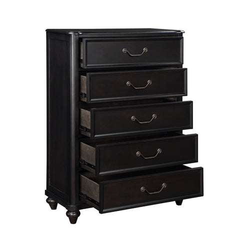 Herman Charcoal Brown 5-Piece Bedroom Set (Queen Bed, Nightstand, Dresser, Mirror, Chest) from Homelegance - Luna Furniture