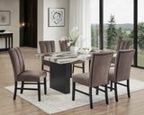 Vega Black/Brown Faux Marble Dining Set from Crown Mark - Luna Furniture