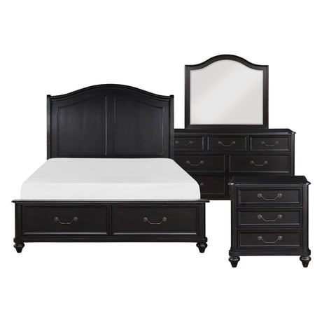 Herman Charcoal Brown 5-Piece Bedroom Set (Queen Bed, Nightstand, Dresser, Mirror, Chest) from Homelegance - Luna Furniture