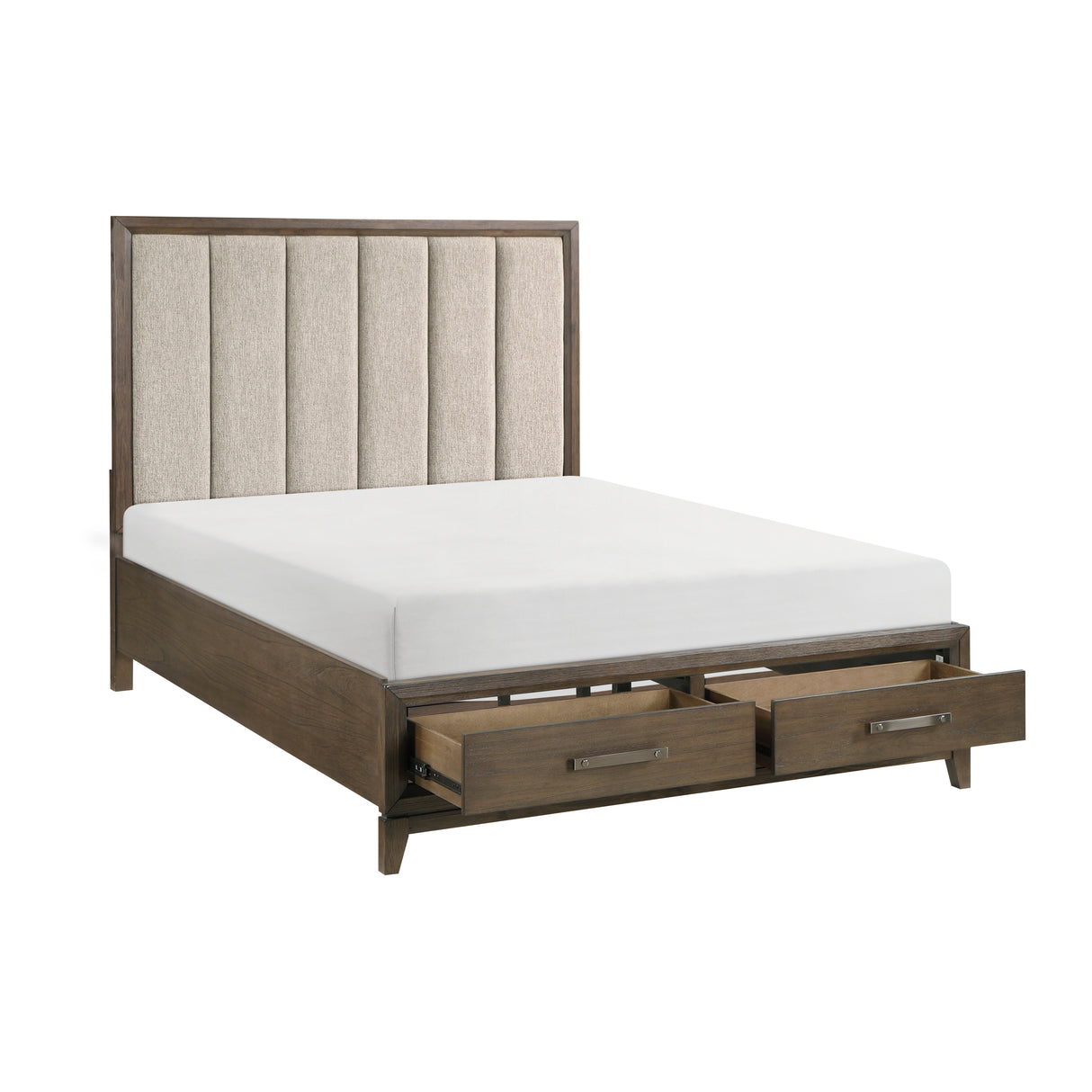 Cambridge Dark Walnut Eastern King Platform Bed with Footboard Storage from Homelegance - Luna Furniture